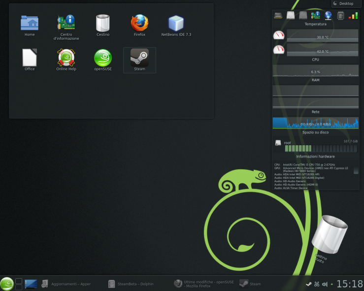 openSUSE 12.3 - KDE4 con qualche plasmoide